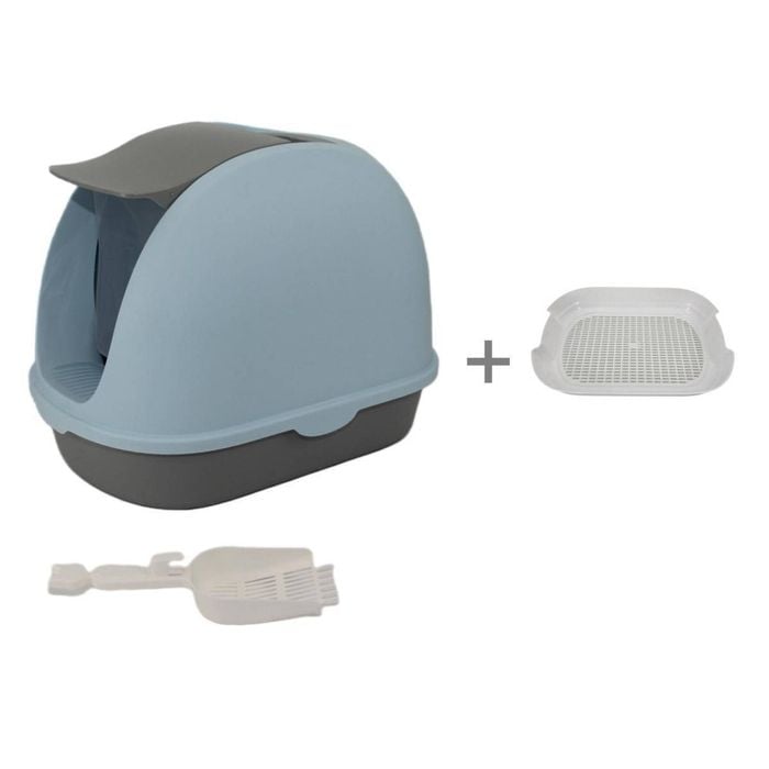 Yes4pets Portable Hooded Cat Toilet Litter Box Tray House With Handle And Scoop Blue