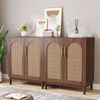 OAKORY 150cm Buffet Cabinet with Rattan Doors and 4 Cabinets in Natural Finish