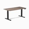 Desky Dual Sit to Stand Natural Walnut Melamine Desk 150x75cm Matte Black Height Adjustable Legs