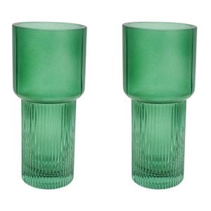 2PK LVD Glass Vase Market Small Juniper Home Decor 8x18cm - Green