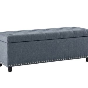 Toby Linen Ottoman Bench with Storage - Grey