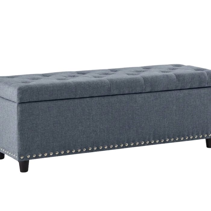 Toby Linen Ottoman Bench with Storage - Grey