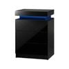 Oikiture Bedside Table RGB LED Nightstand Cabinet 3 Drawers Black