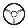 Cal Custom 15.5" Banjo Billet Steering Wheel Black Half-Wrap Anodised Black Spokes & Finger Notches
