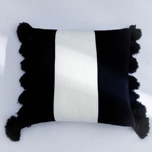 CottonMore Tassel Acrylic Knitted Cushion Cover 45x45cm Black