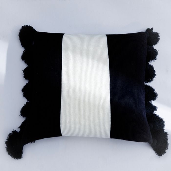 CottonMore Tassel Acrylic Knitted Cushion Cover 45x45cm Black