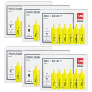 6x 10pk Deli Highlighter Chisel Point School/office Stationery Marker Yellow