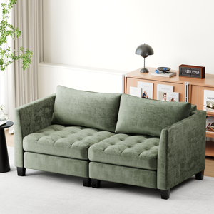 Advwin 2 Seater Sofa 184cm Chenille Loveseat Couch Sectional Sofa Green