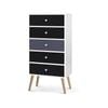 Artiss Storage Cabinet Chest of 5 Drawers Black/White
