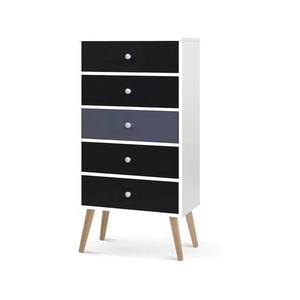 Artiss Storage Cabinet Chest of 5 Drawers Black/White