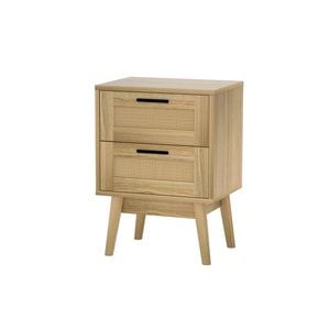 Artiss Bedside Rattan 2 Drawers Side Table