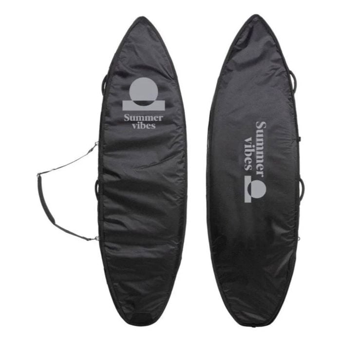 Summer vibes Premium Double Travel Cover 2-3 Surfboard Boardbag - Black, 7