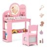 Costway Kid Vanity Table & Chair Set Makeup Dressing Table Pink
