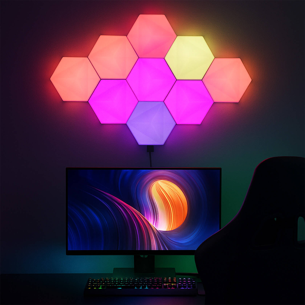 Arlec Grid Connect Smart 9 Hexagon Panel Lights With Razer Chroma RGB ...