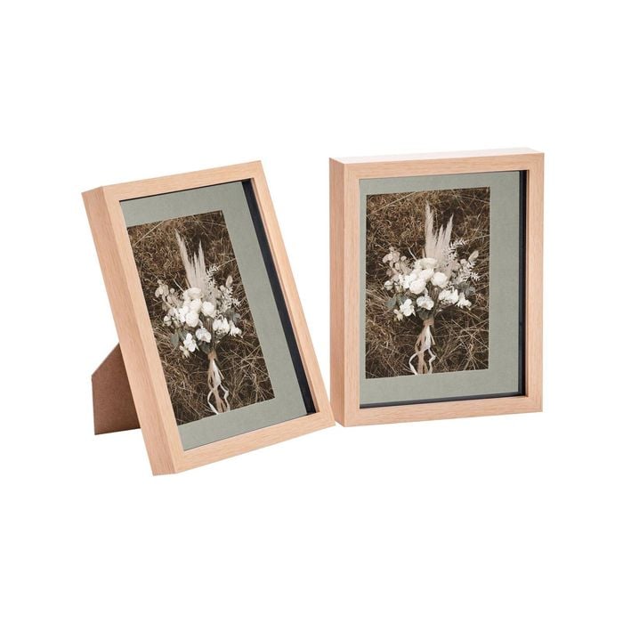 Nicola Spring Shadow Box Frames - 8 x 10" with 5 x 7" Mount - Light Wood - Pack of 2
