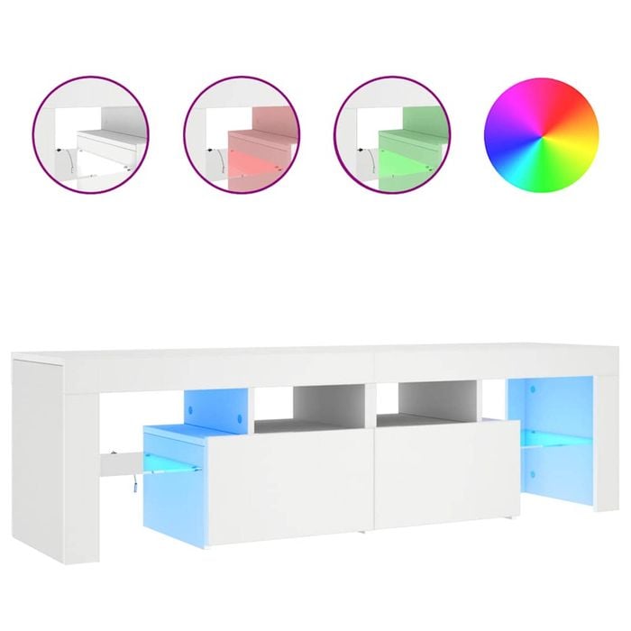 vidaXL TV Cabinet with LED Lights White TV Stand Unit HiFi Cabinet Furniture