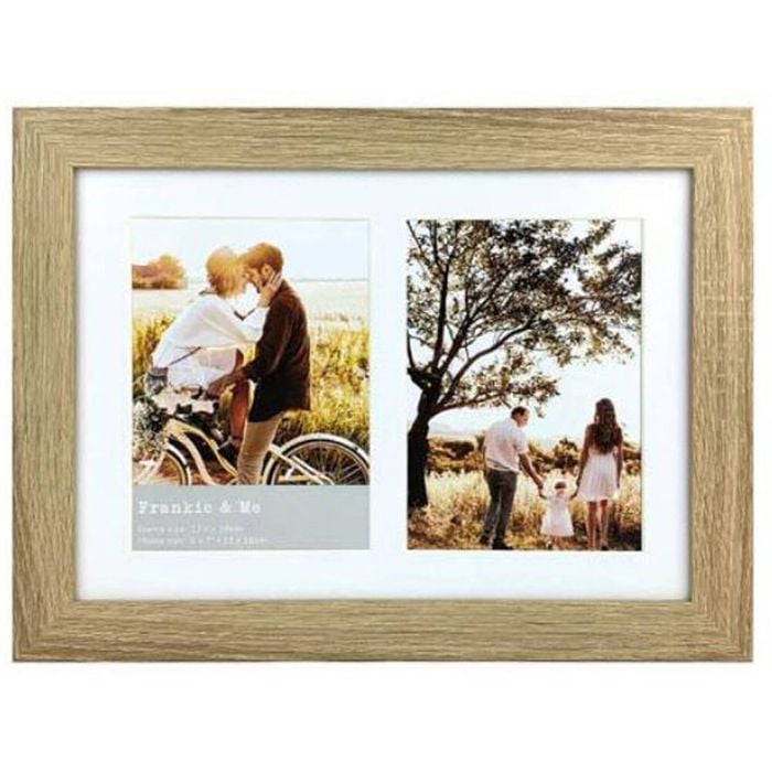 Frankie & Me Wooden Collage 5x7'' Double Picture Frame Home/Office Decor Oak