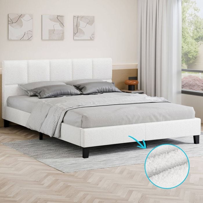 ALFORDSON Bed Frame Boucle Fabric King
