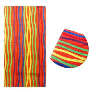 Bright Stripes Cotton Velour Printed Beach Towel 70 x 140 cm