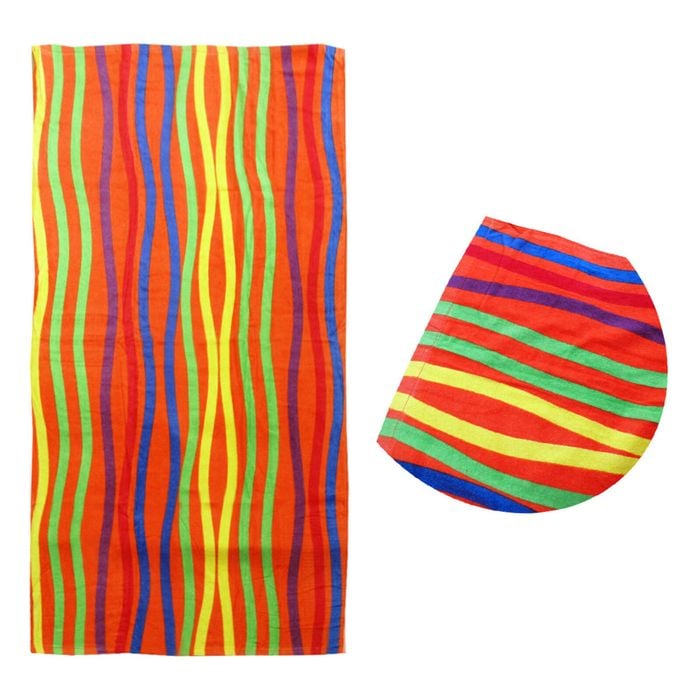 Bright Stripes Cotton Velour Printed Beach Towel 70 x 140 cm