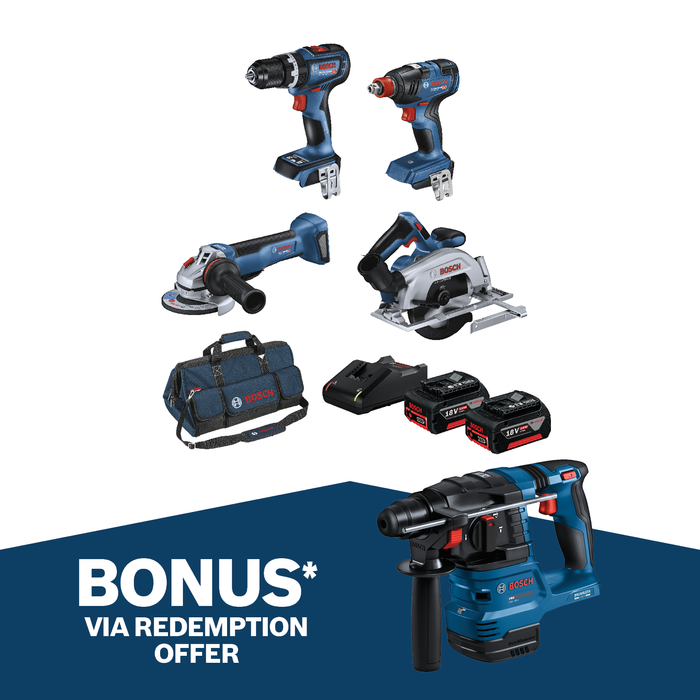 Bosch 18V Professional 4 Piece 2x5.0Ah Kit 0615A5008V