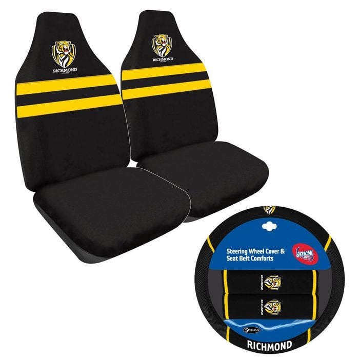 Richmond Tigers Official Afl Seat Cover And Steering Wheel Cover Combo