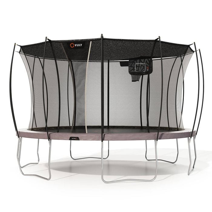 VULY Ultra 2 Extra Large 15ft Trampoline with Enclosure - Round Kids Trampolines Bundle With Shade Cover & Basketball Hoop