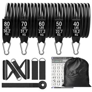 NNEOBA 300lb Booty Resistance Band Set with Dumbbell Harness - Home Gym Workout
