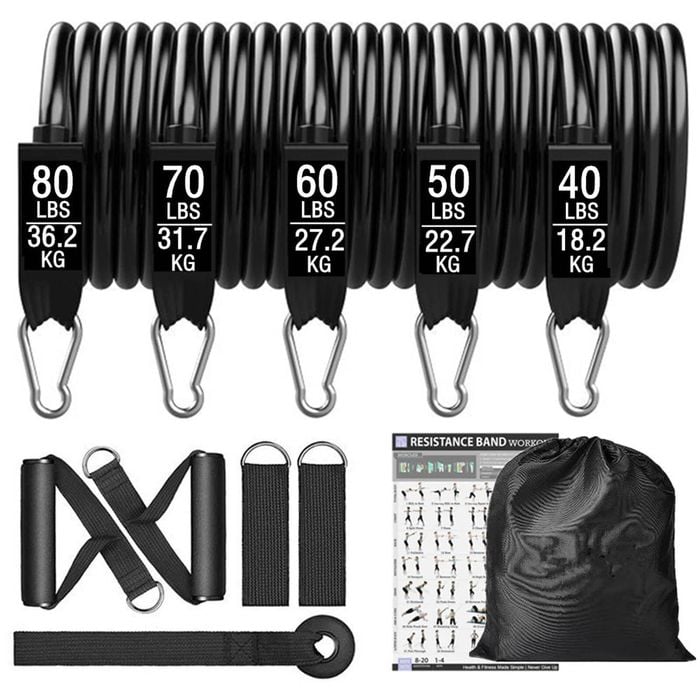 NNEOBA 300lb Booty Resistance Band Set with Dumbbell Harness - Home Gym Workout