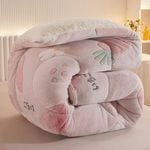 CottonMore Snowflake Sherpa Fleece Extra Warm Winter Quilt Blanket 150x200cm - Strawberry