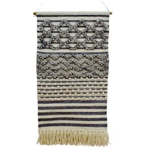 Modern Handwoven Wallhanging-Stark AD 26-Ivory Silver-50x110cm
