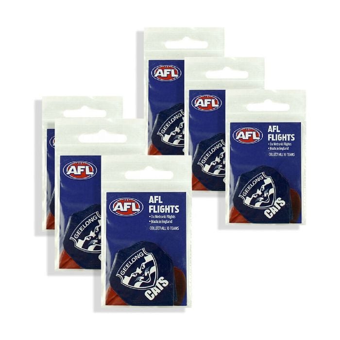 6x 3pc AFL Dart Flights Geelong Cats Emblem Design Metronic Pack England Made