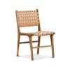 Lazie Set of 2 Natural Tan Leather Strapping Teak Wood Dining Chair