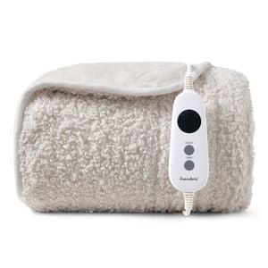 Dreamaker Teddy Fleece Electric Heated Throw Blanket Cream 130x160cm | Overheat Protection, Auto-off & Machine Washable