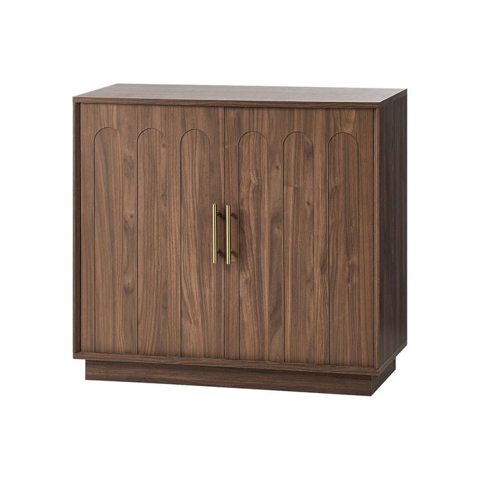 Oikiture Buffet Sideboard Storage Cabinet 2 Door Cupboard Hallway Table Walnut
