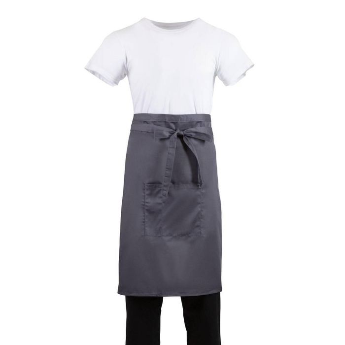 Whites Bistro Apron Polycotton Charcoal With Pocket