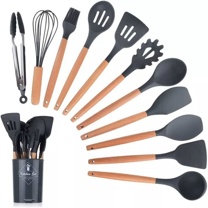 Catzon 12 Pcs Silicone Cooking Utensils with Holder Non Toxic Spatula