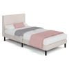 Advwin Bed Frame Single Size Mattress Base Upholstered Platform Beige