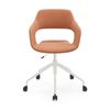 Sabia Oliver Medium Back Pre-Assembled Office Chair Tan Upholstered White Frame
