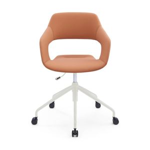 Sabia Oliver Medium Back Pre-Assembled Office Chair Tan Upholstered White Frame