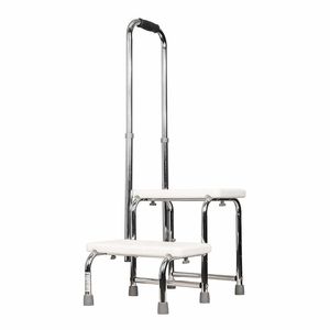 Heavy-Duty Two Step Stool with Handrail | Non-Slip Base & 140kg Capacity | Chrome-Plated Steel - DJMed