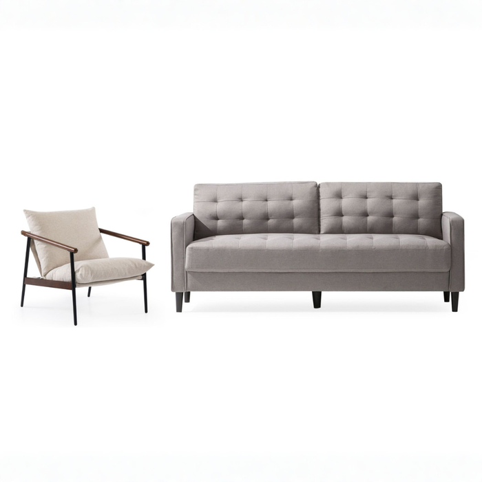 Zinus 3 Seater Mid Century Sofa & Sling Accent Chair Set