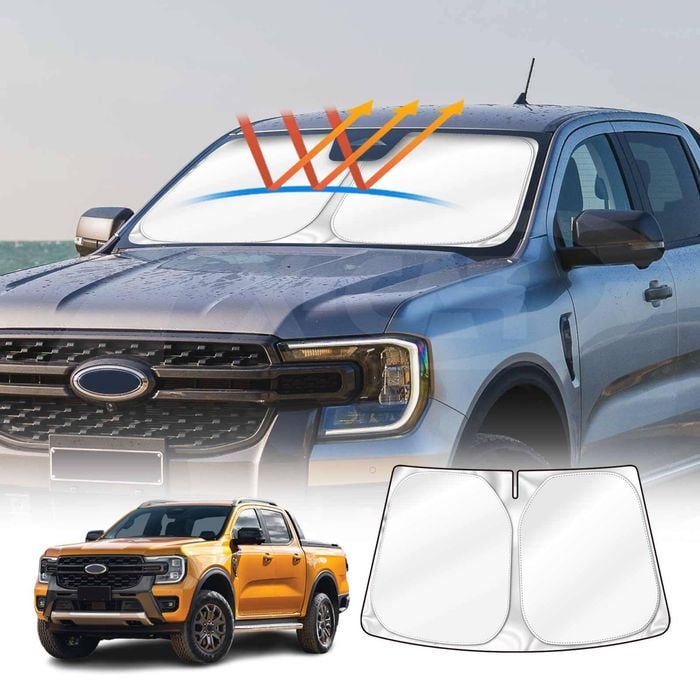 Windshield Sun Shade for Ford Next-Gen Ranger 2022-2024 Blocks UV Rays Foldable Custom Wind