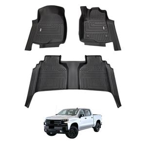 AUSGO Car Floor Mats for Chevrolet Silverado T1 Series 2020-Onwards with Storage Room All-Weather Floor Liners
