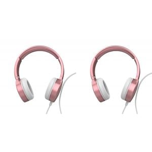 2PK Laser Wired Folding 3.5mm Aux Over-Ear Headphones - Rose Gold