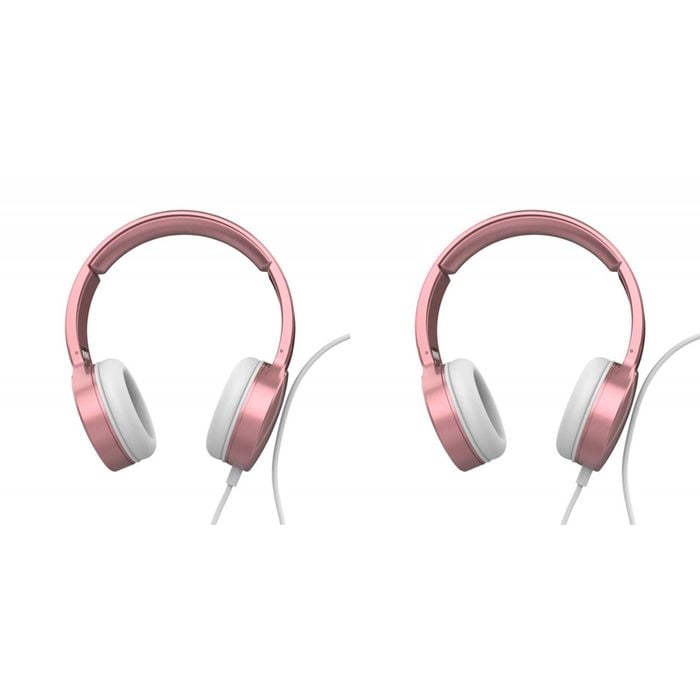 2PK Laser Wired Folding 3.5mm Aux Over-Ear Headphones - Rose Gold