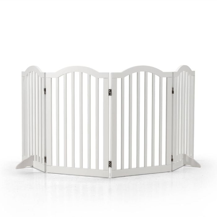 Petzly Arched Pet Gate Dog Fence Safety Barrier With Support Feet 4 Panel 80cm