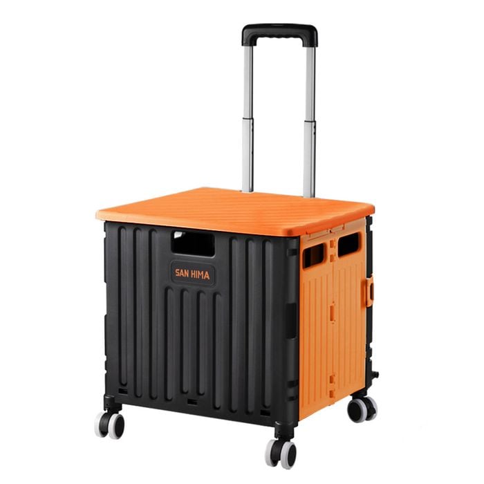San Hima Shopping Trolley 70L Foldable Camping Cart Grocery Basket 360° Wheel