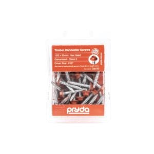 Pryda Timber Connector Screw 12G x 35mm Hex Head Pack 50