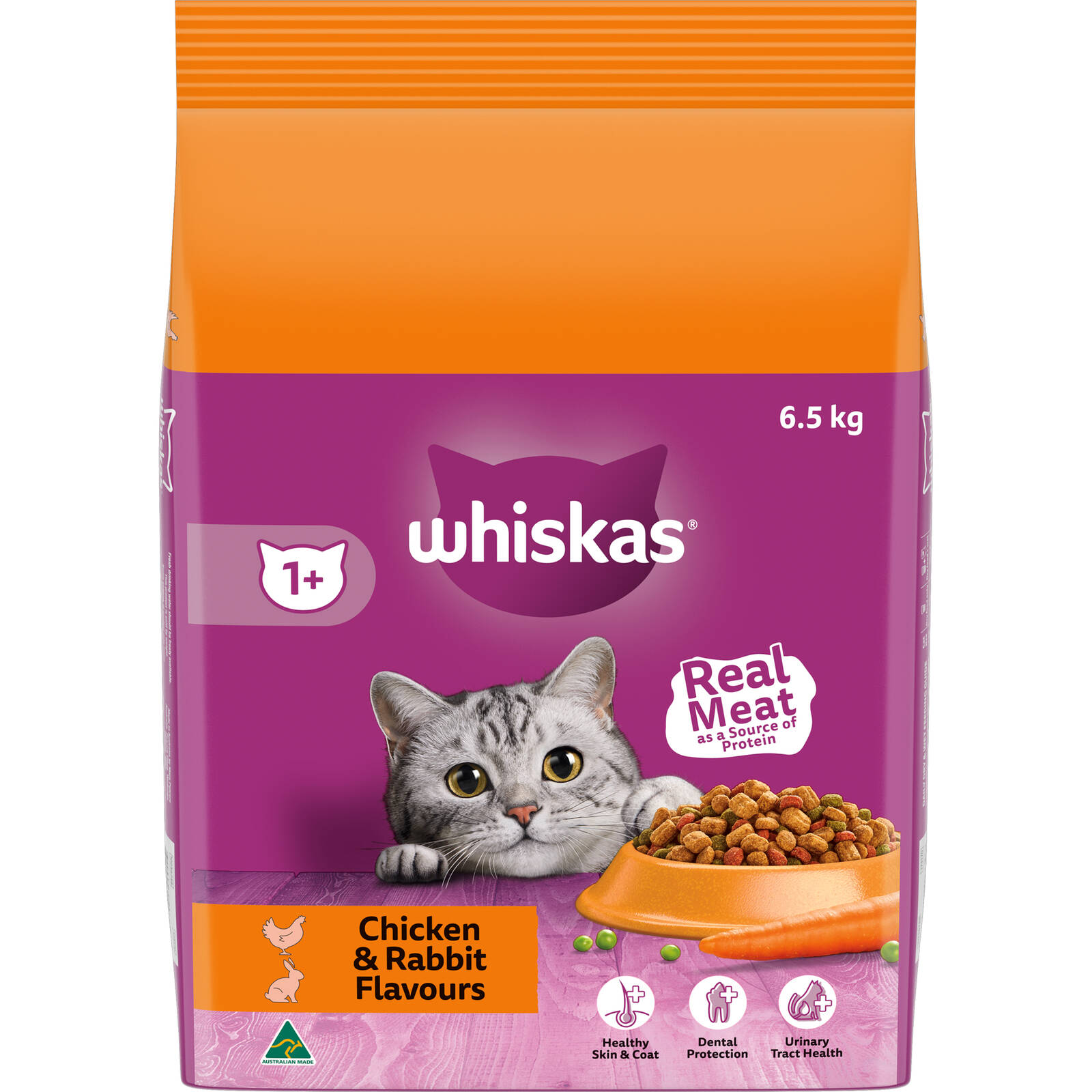 Whiskas 6.5kg 1 Years Chicken Rabbit Flavours Dry Cat Food